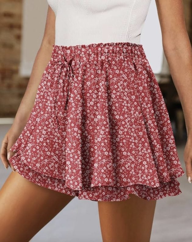 Womens Summer Loose Ruffle High Waist Drawstring Shorts 